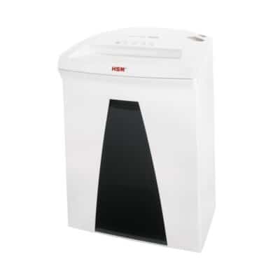 CLC | A white HSM Securio B24 P5 shredder in 1.9x15mm size on a white background.