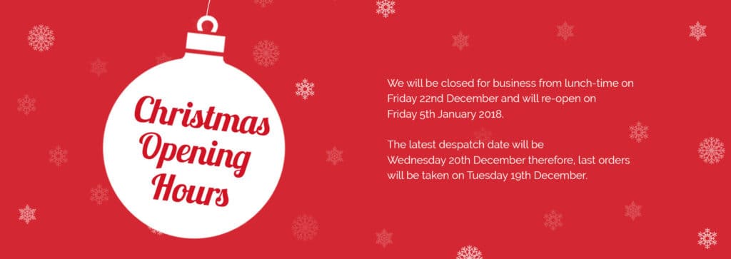 CLC | A festive flyer displaying the Christmas opening hours for 2016/2017 on a vibrant red background.