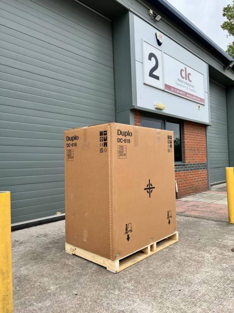 CLC | A cardboard box featuring the New DC-618 Pro Slitter/Cutter/Creaser installation.