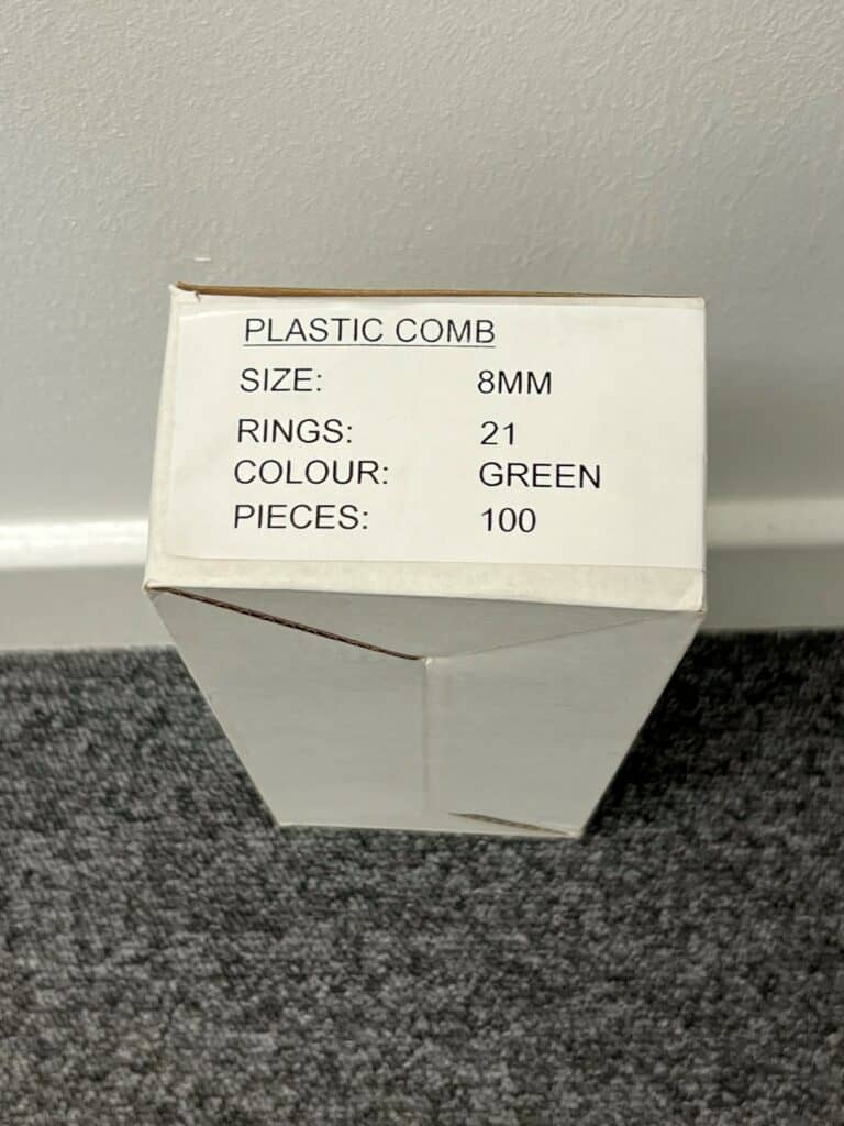 A4 21 Ring Green Binding Combs - 8mm